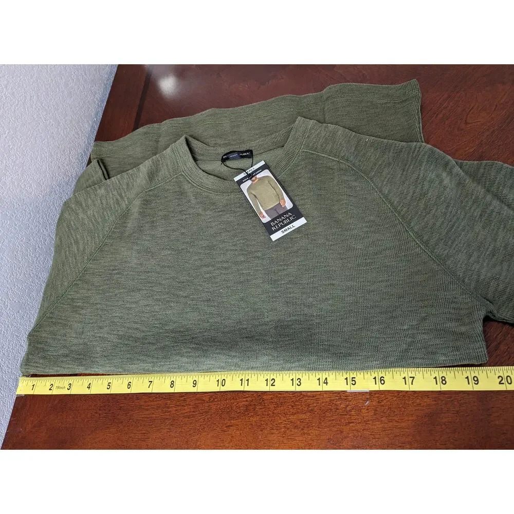 Banana Republic Double Knit Shirt S Olive Green Crewneck Long‎ Sleeves Layering